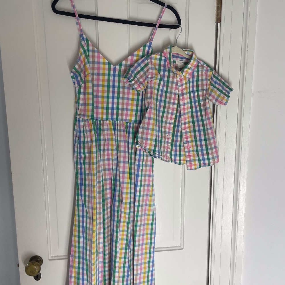 J. Crew Mommy and me matching Gingham Plaid (set of 2) size 8 and 2T